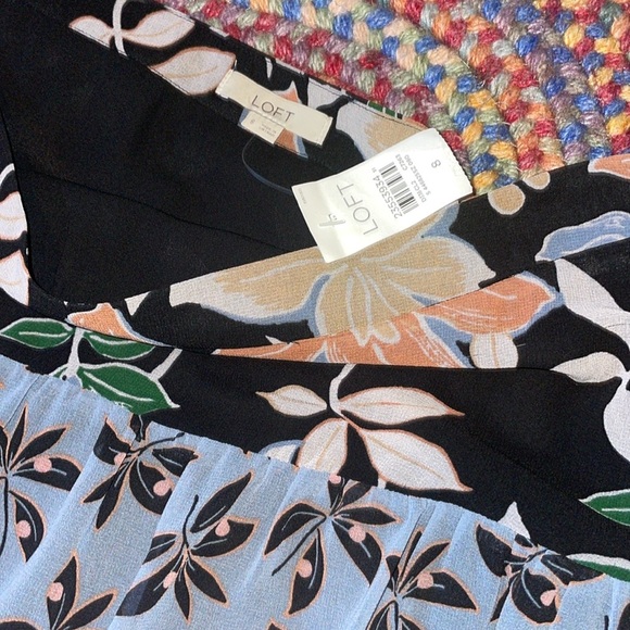 Loft Tiered Chiffon Floral Mini Skirt Peach/Blue NEW size 8 - Picture 5 of 7